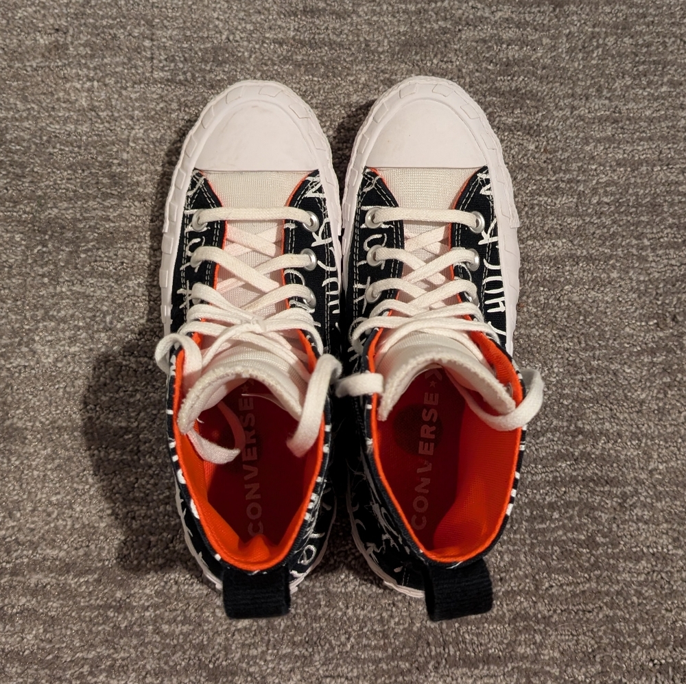 Converse Black White Orange Not A Chuck High Top Sneakers 5Y/Women's 6.5 - Picture 4 of 10